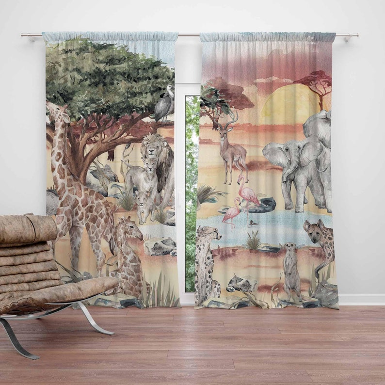 Baby Nursery Youtube - Safari Dieren Gordijn Kinderkamer Kinderkamer Gordijnen