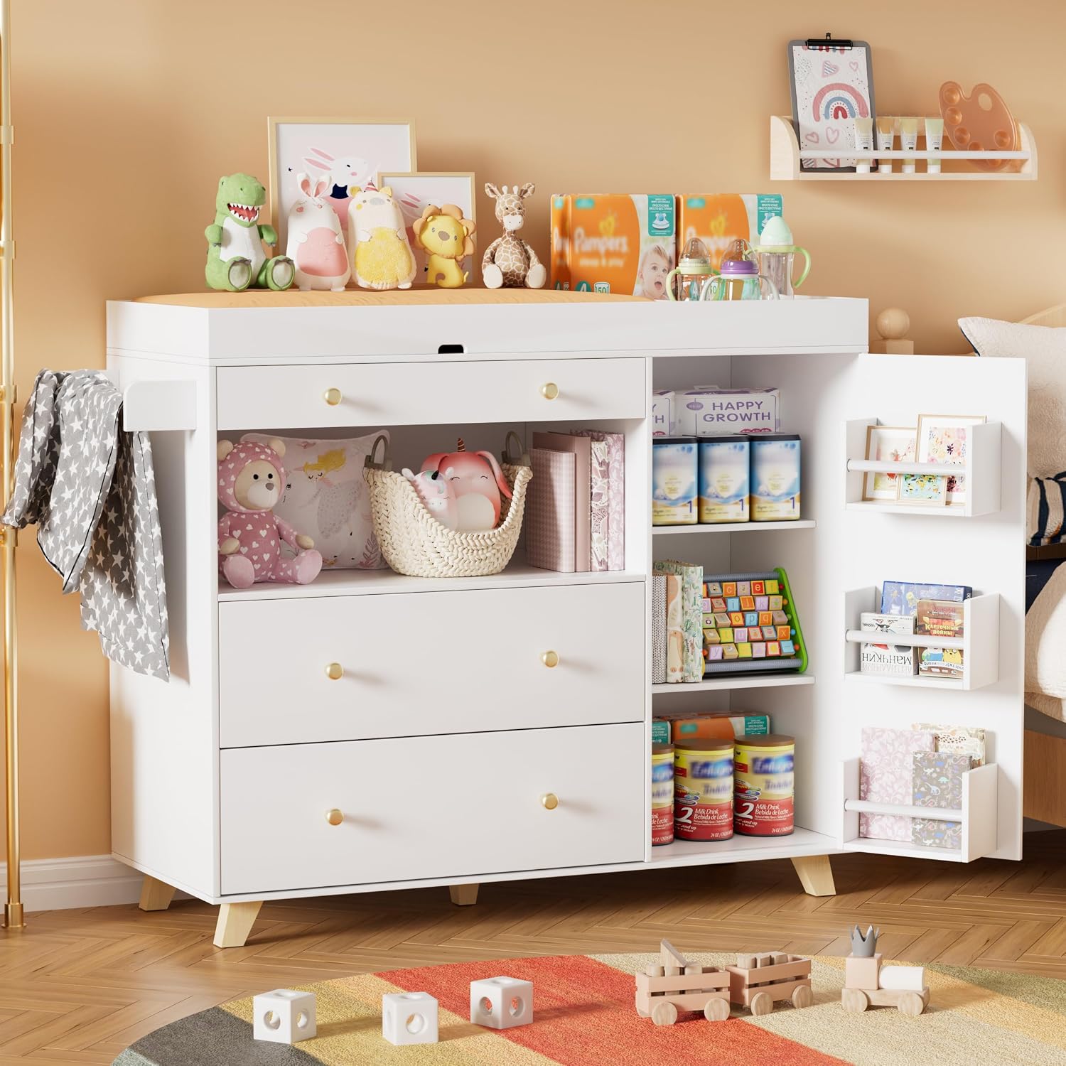 Baby Nursery Drawers - Babyverschoontafel, moderne luiersverschoonstation, verschoontafel voor de