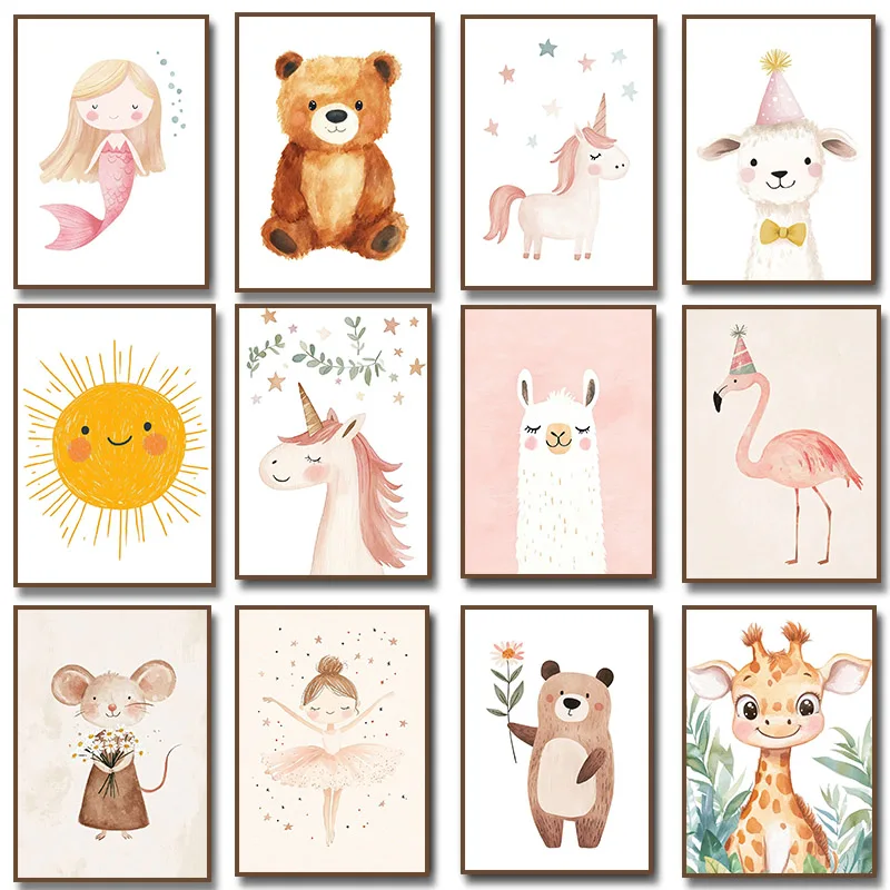 Baby Unicorn Nursery - Roze Ballerina met Sterren Eenhoorn Schattige