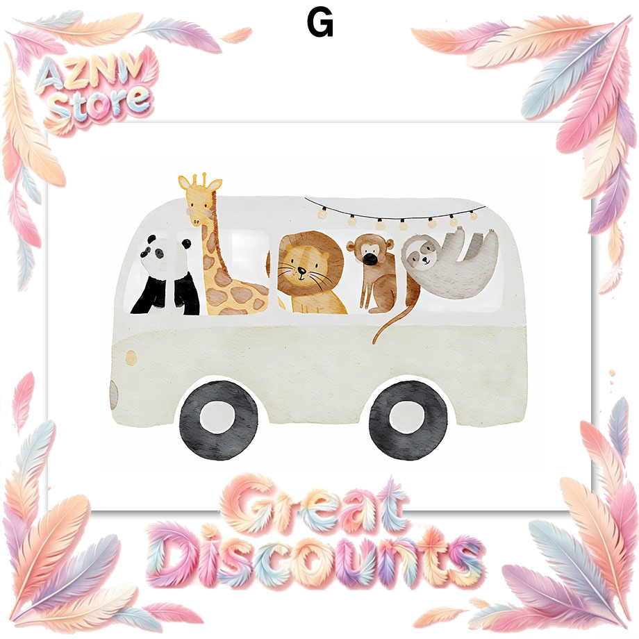 Baby Nursery Animal Prints - Boho Dieren Vrienden Olifant Konijn Beer