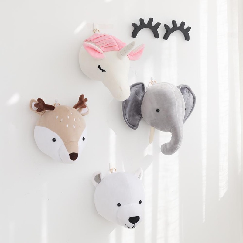 Baby Unicorn Nursery - Pluche Hoofd Olifant Eenhoorn Herten Kinderkamer