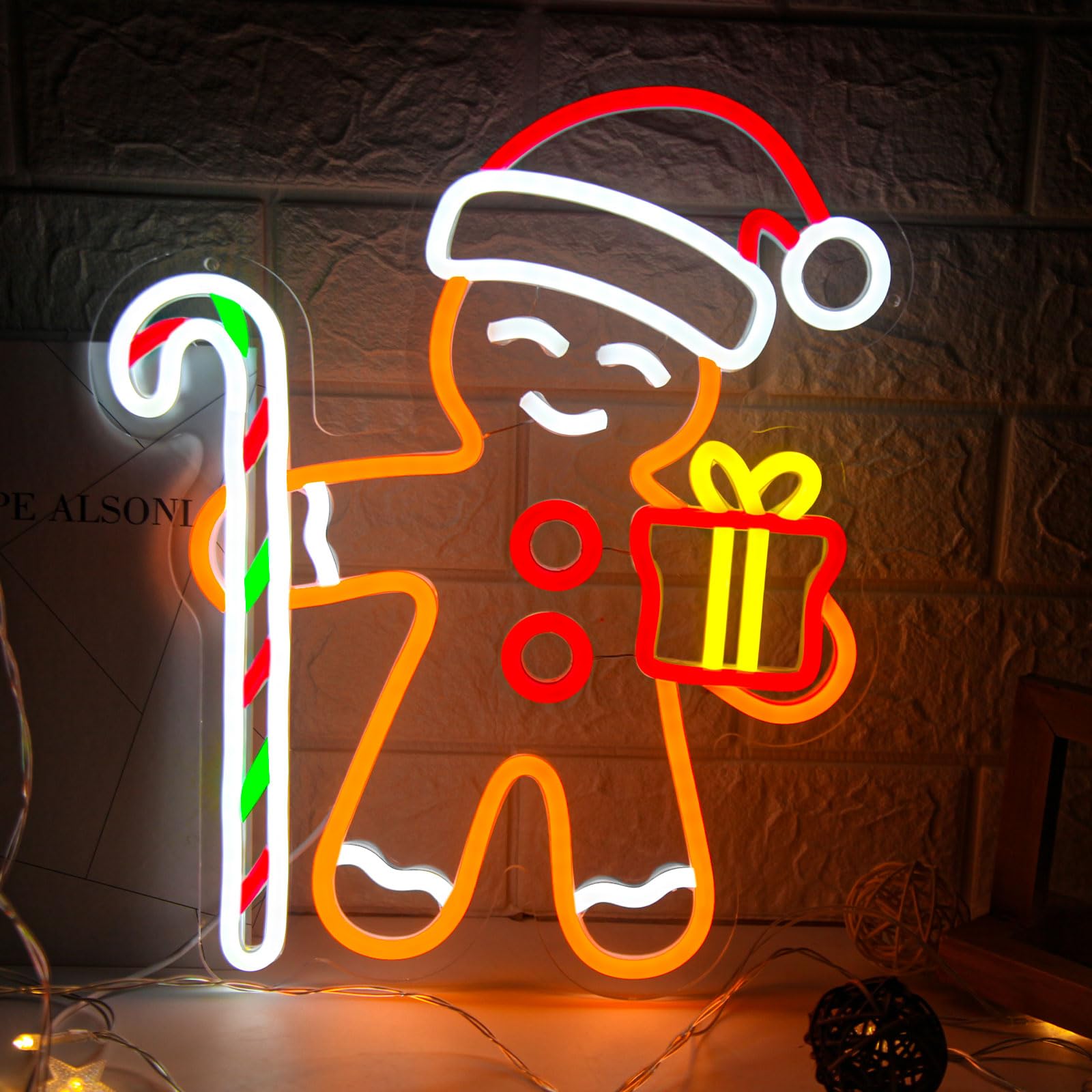 Baby Nursery Wall Lights - Gingerbread Man LED-neonbord voor wanddecoratie Kerstmis
