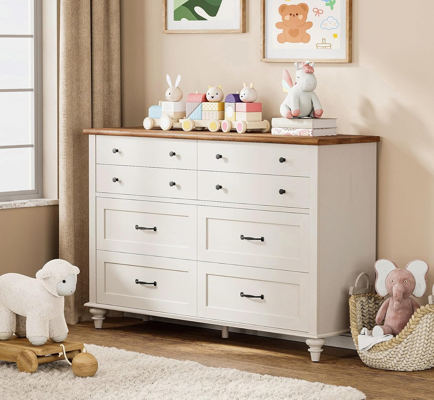Baby Nursery Drawers - Moderne kindercommode met 7 laden, opbergkast,