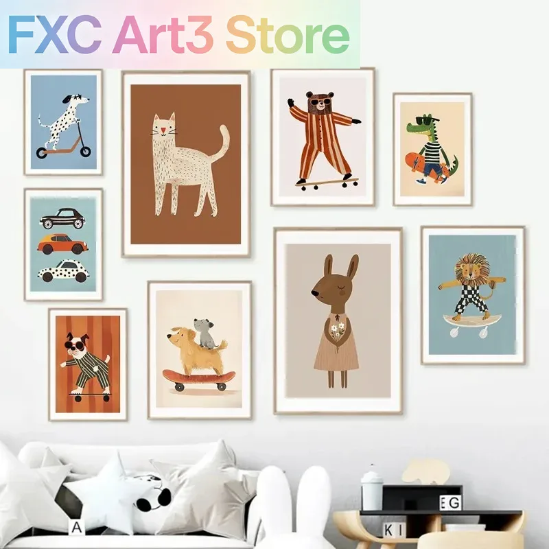 Baby Nursery Animal Prints - 1pc frameloze grappige dieren konijn hond