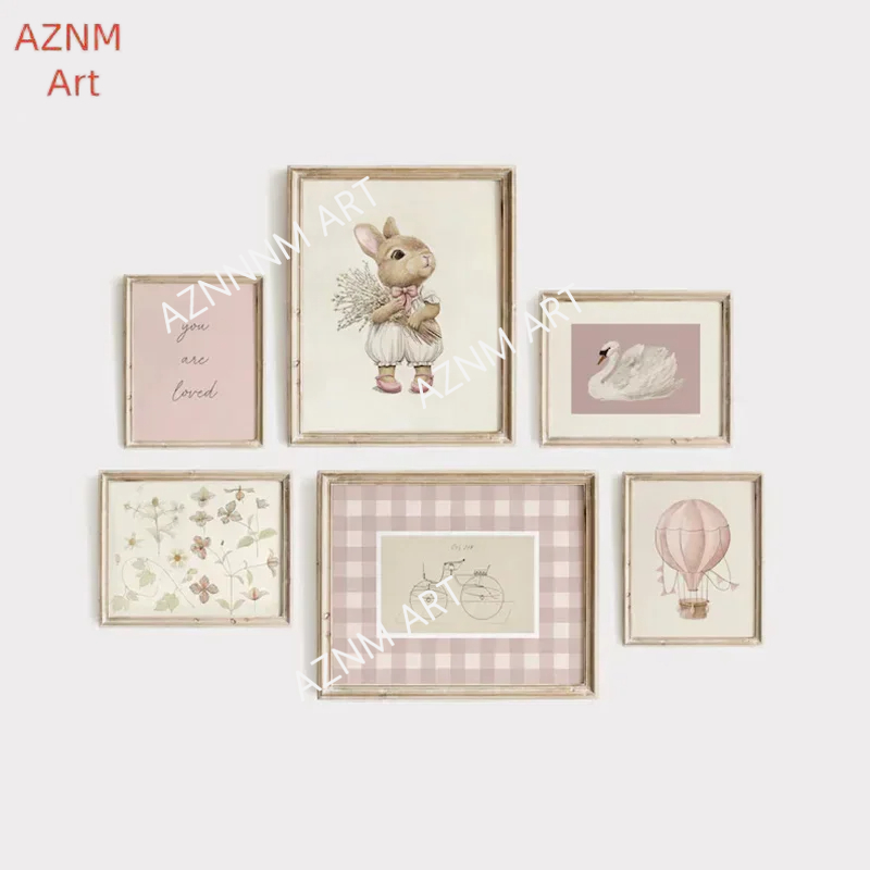 Baby Nursery Wall Lights - Roze kinderkamer galerij kunst muur poster