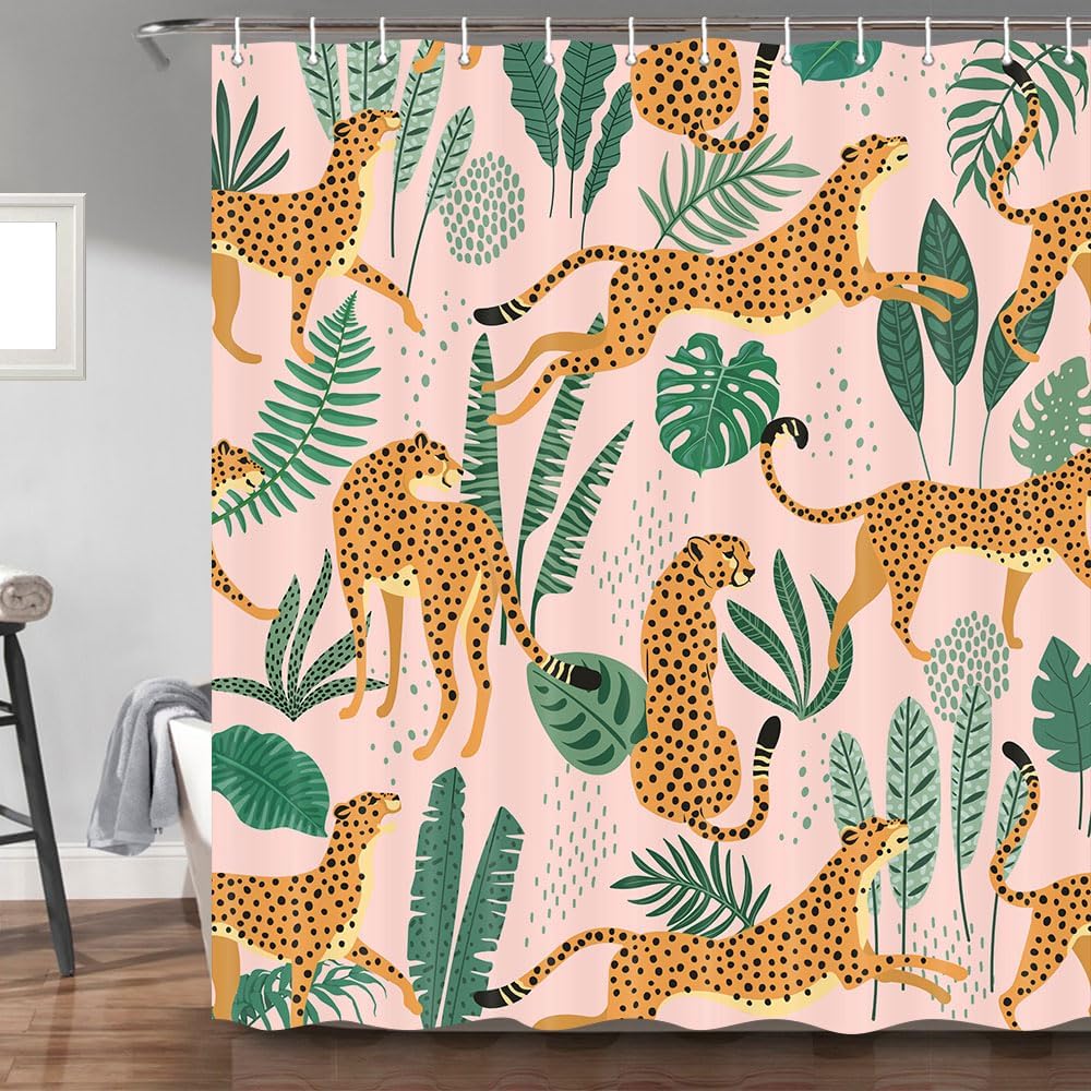 Baby Nursery Green - Roze Cheetah en Groene Bladeren Patroon