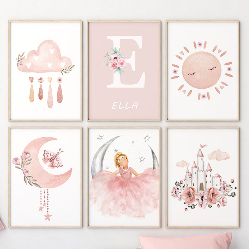 Roze Engel Meisje Zon Maan Wol - Baby Nursery Animal Prints recensie en prijs