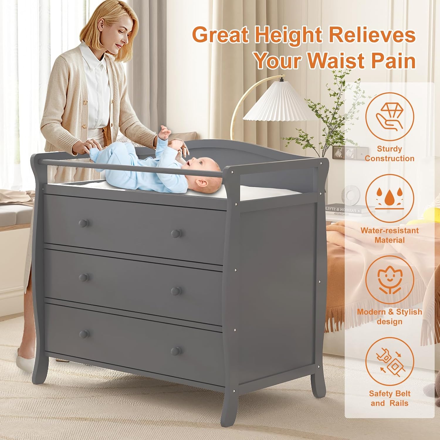 3-laden babycommode houten lui - Baby Nursery Drawers recensie en prijs