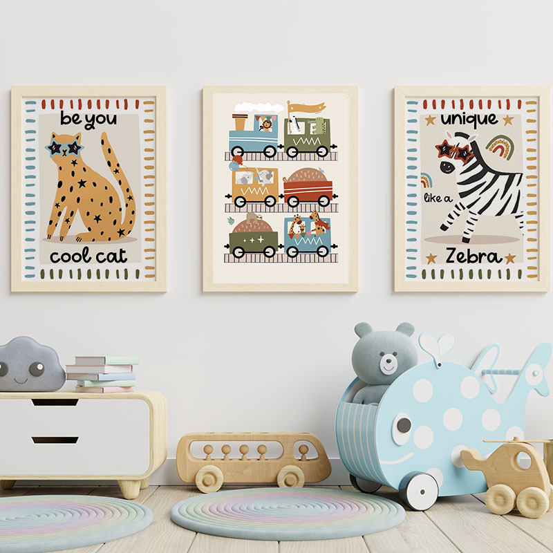 Grappige Cartoon Dieren Auto B - Baby Nursery Animal Prints recensie en prijs