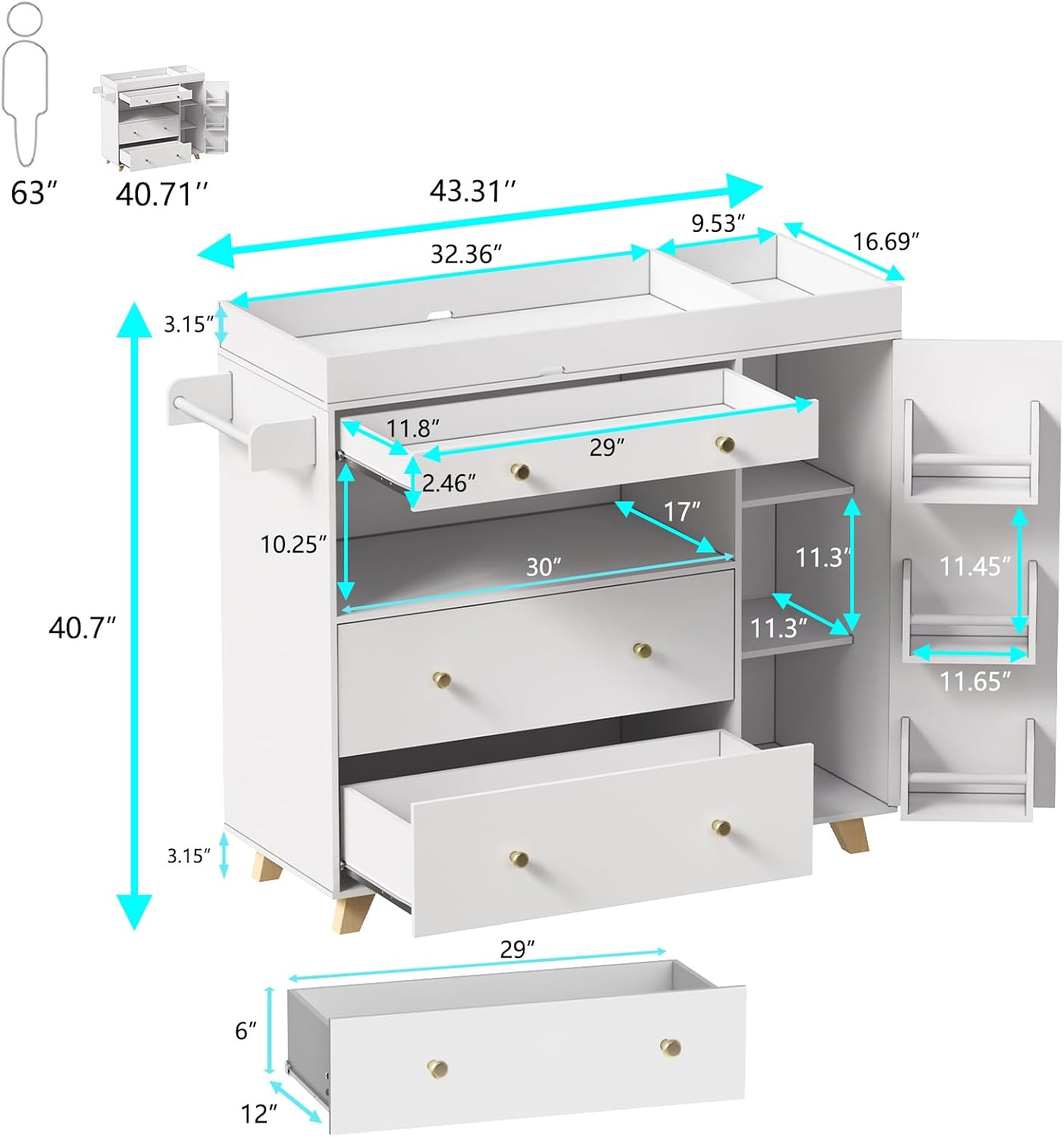 Babyverschoontafel, moderne lu - Baby Nursery Drawers recensie en prijs