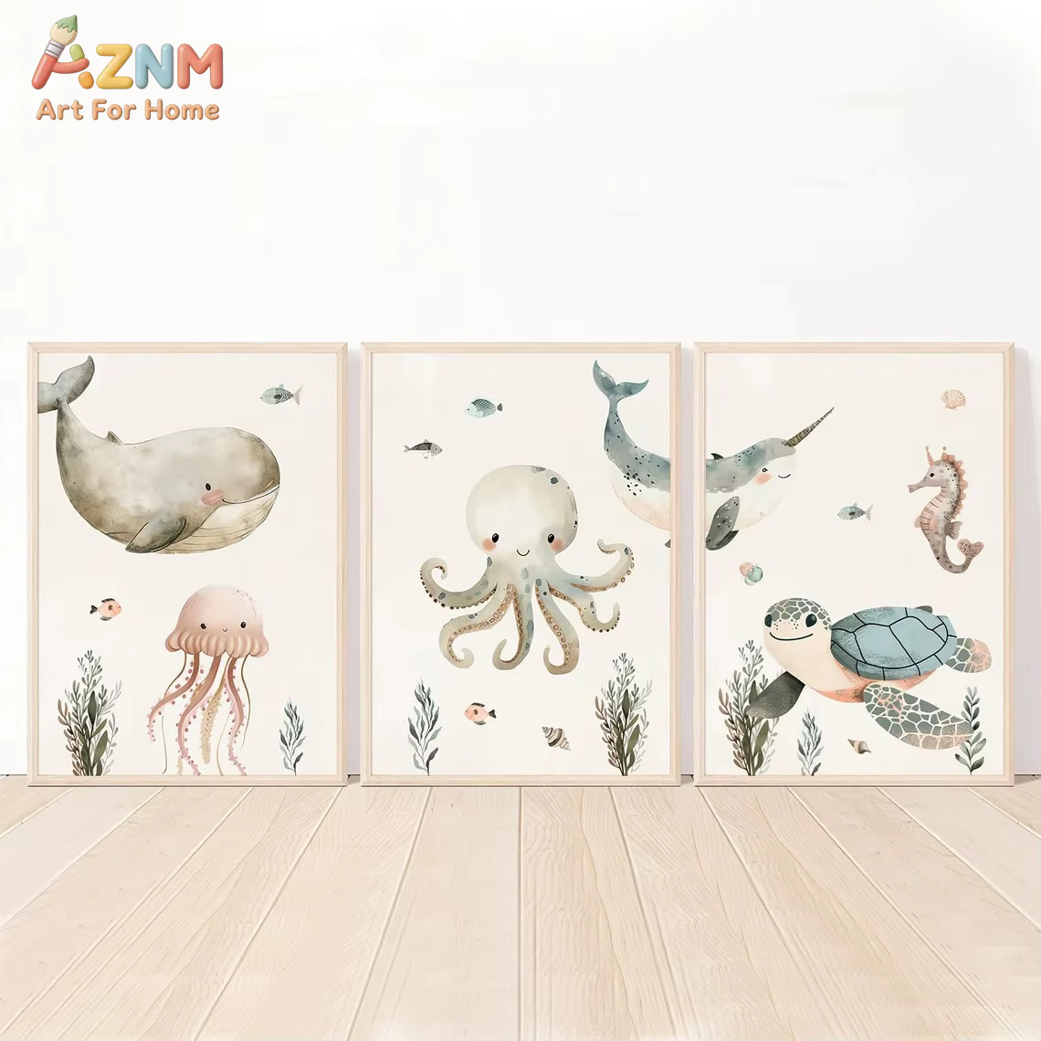 AZNM aquarel schattig oceaandi - Baby Nursery Animal Prints recensie en prijs