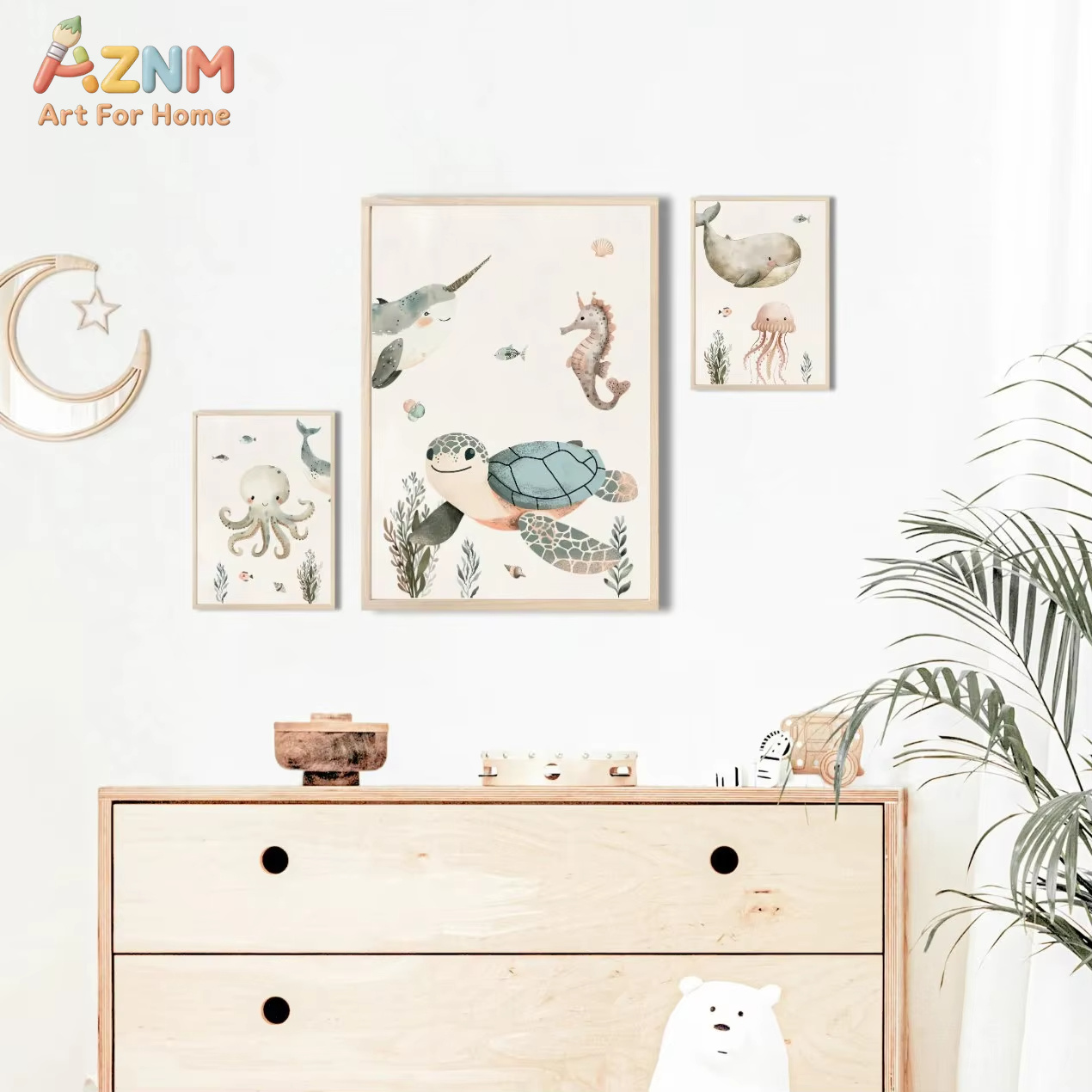 AZNM aquarel schattig oceaandi - Baby Nursery Animal Prints recensie en prijs