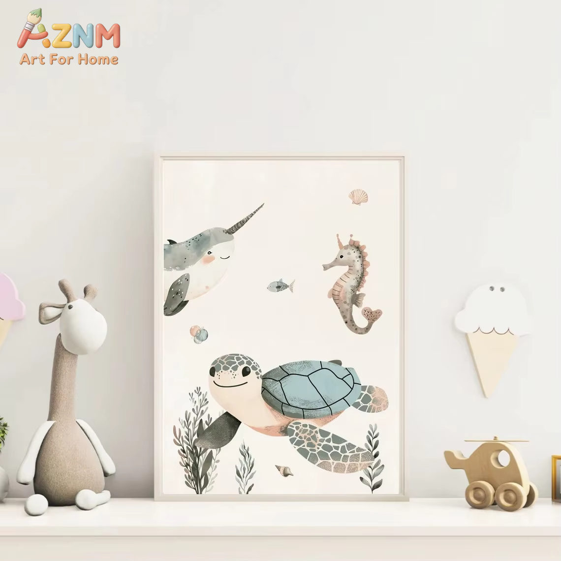AZNM aquarel schattig oceaandi - Baby Nursery Animal Prints recensie en prijs