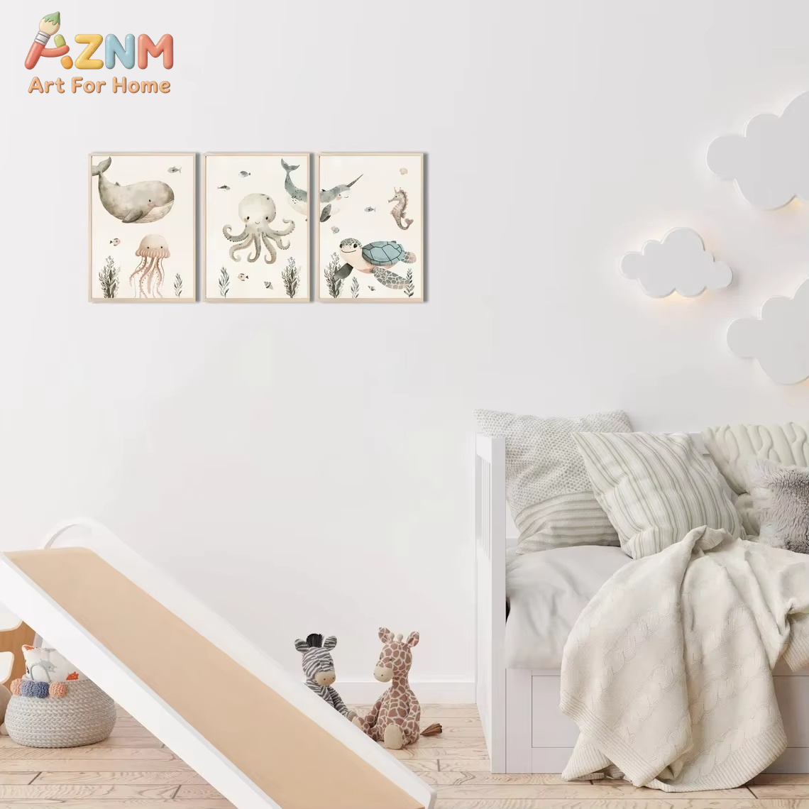 AZNM aquarel schattig oceaandi - Baby Nursery Animal Prints recensie en prijs