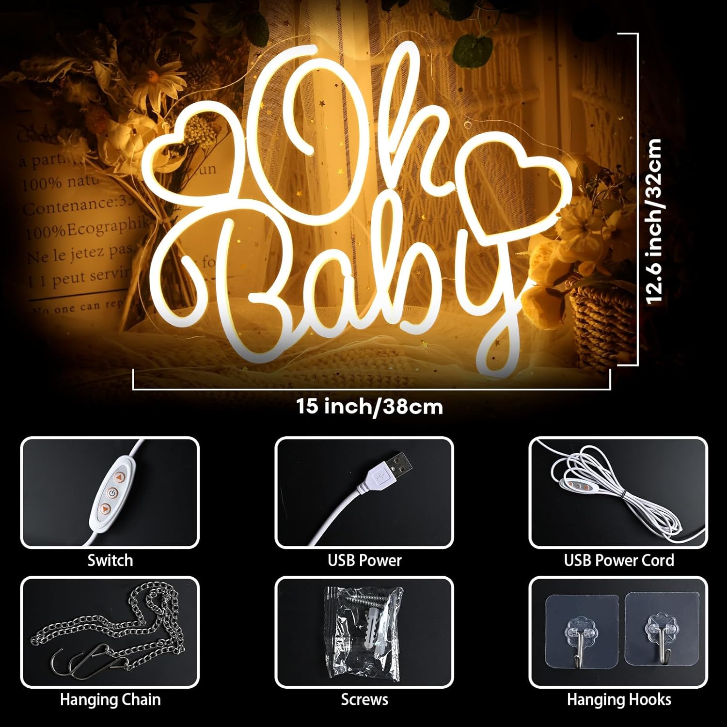 Oh Baby Neonbord LED Marquee L - Baby Nursery Wall Lights recensie en prijs