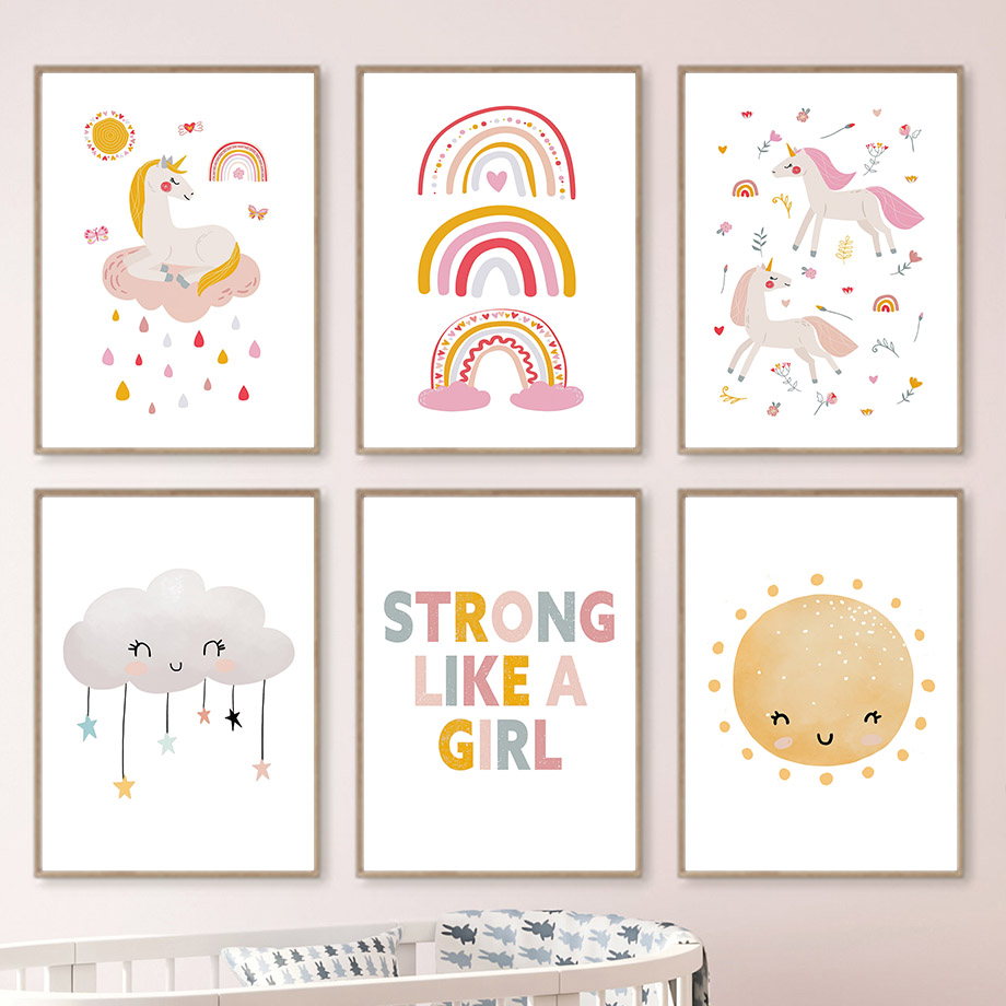 Kawaii Cartoon Eenhoorn Regenb - Baby Unicorn Nursery recensie en prijs