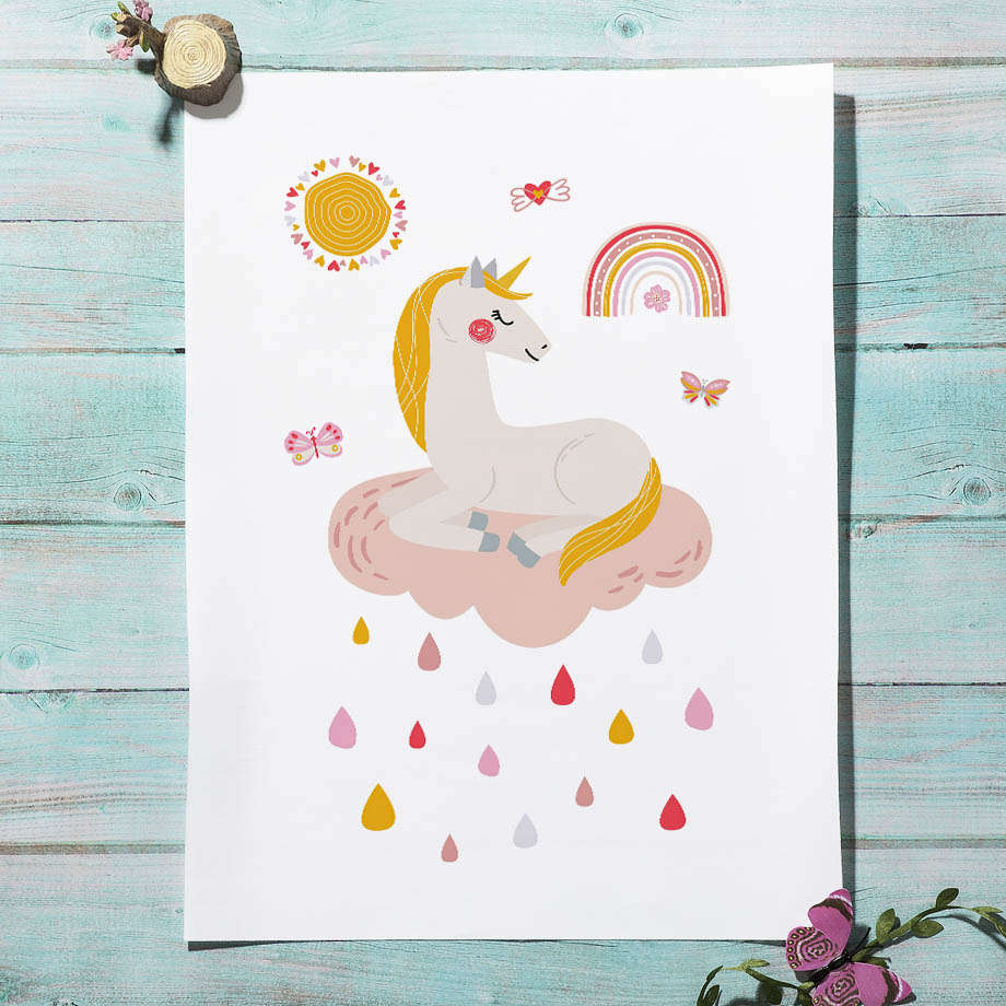 Kawaii Cartoon Eenhoorn Regenb - Baby Unicorn Nursery recensie en prijs