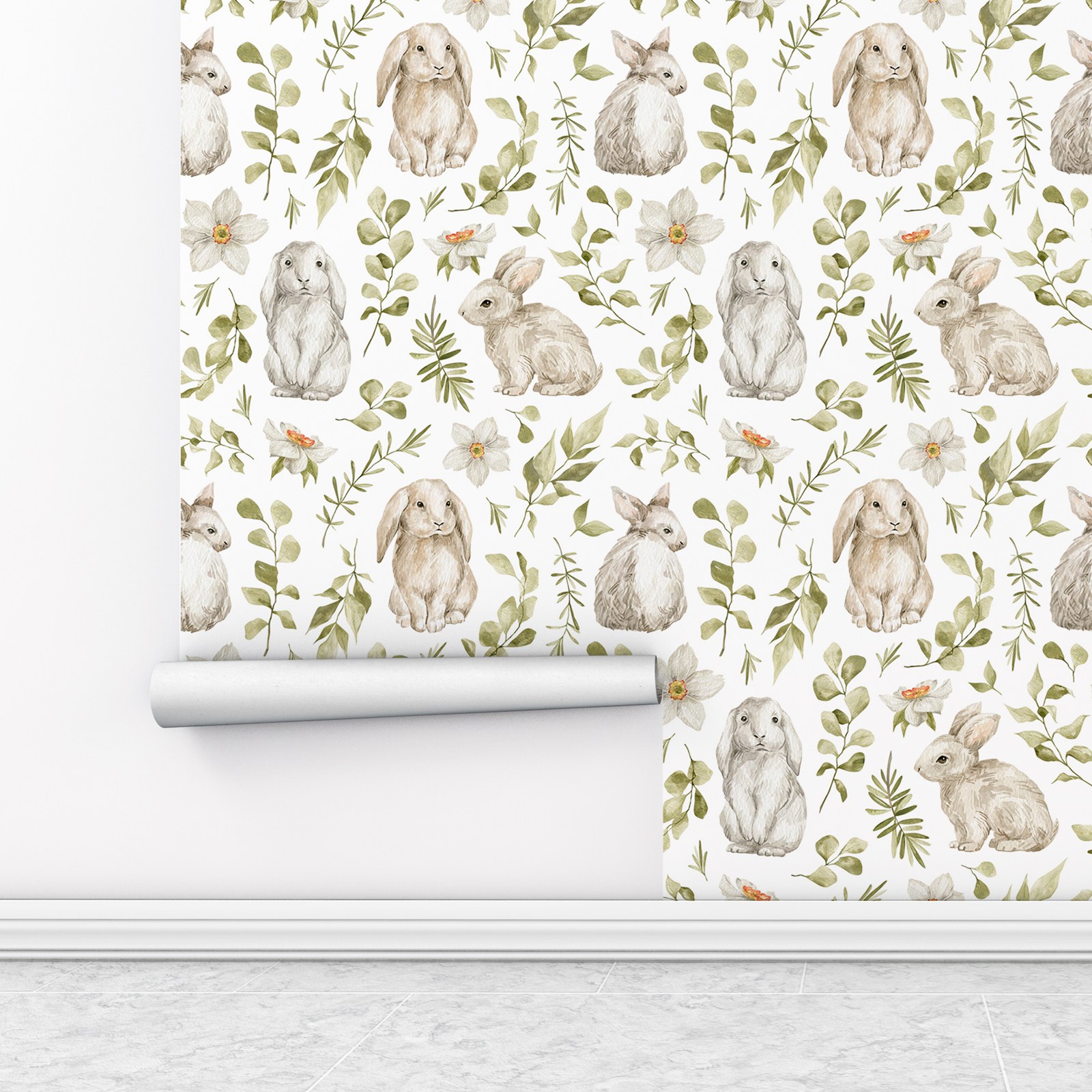 Konijntje behang kinderkamer b - Baby Nursery Green recensie en prijs