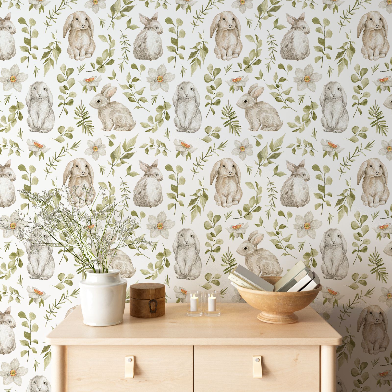 Konijntje behang kinderkamer b - Baby Nursery Green recensie en prijs