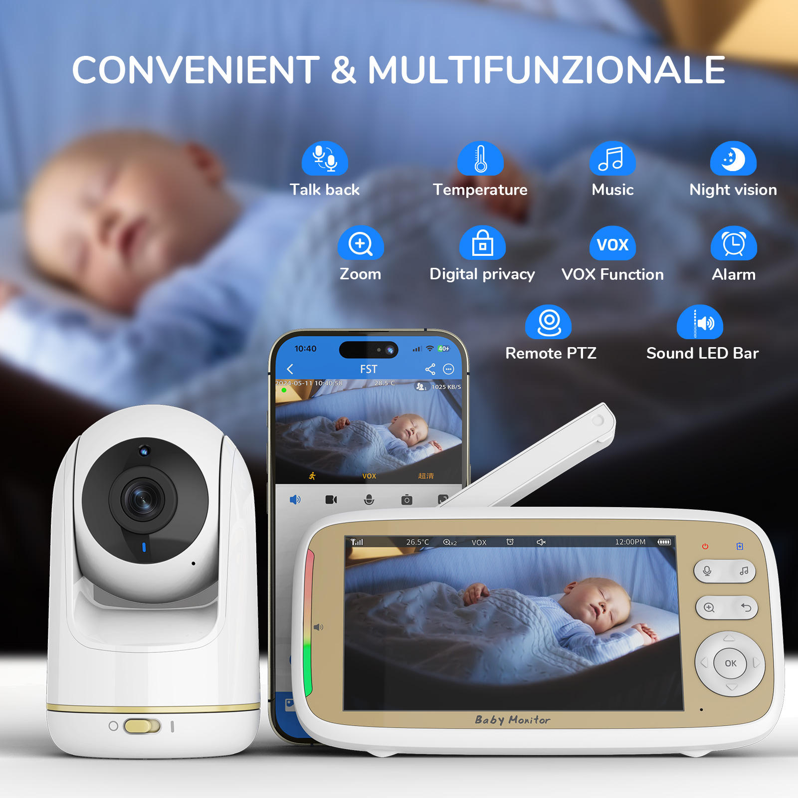 VB803 PRO HD 720P Babyfoon WIF - Baby Monitor Split Screen recensie en prijs