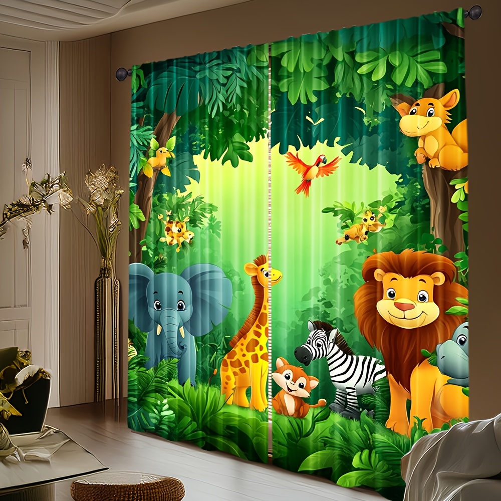 2 stuks cartoon dierengordijne - Baby Nursery Animal Prints recensie en prijs