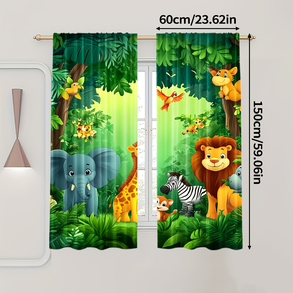 2 stuks cartoon dierengordijne - Baby Nursery Animal Prints recensie en prijs