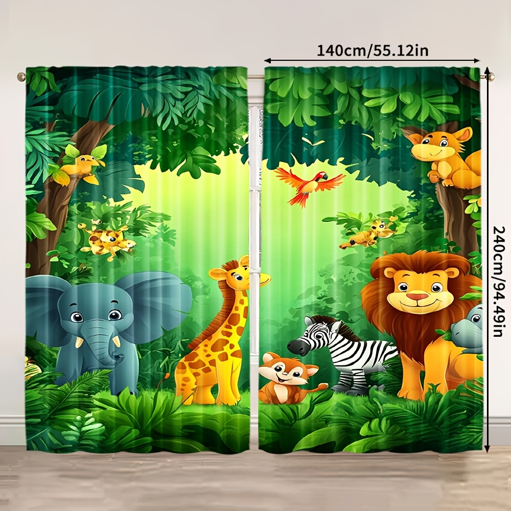 2 stuks cartoon dierengordijne - Baby Nursery Animal Prints recensie en prijs