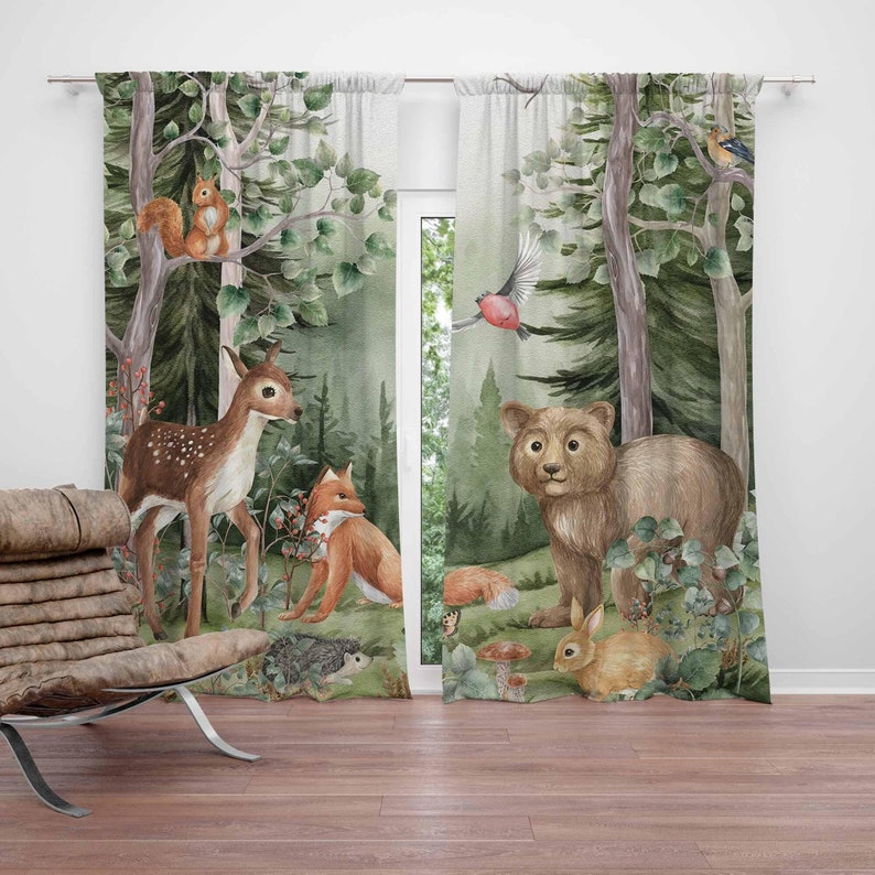Woodland Dieren Gordijnen Kind - Baby Nursery Youtube recensie en prijs