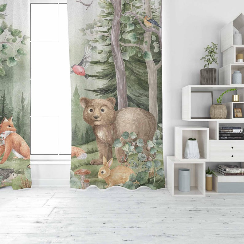 Woodland Dieren Gordijnen Kind - Baby Nursery Youtube recensie en prijs