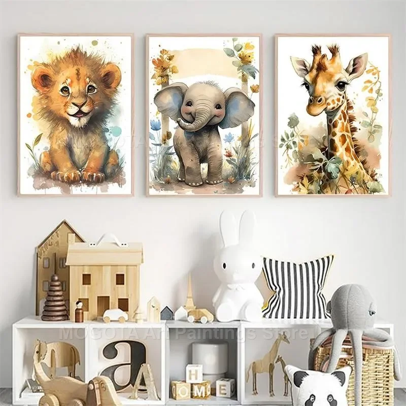 Aquarel Leeuw Giraffe Tijger O - Baby Nursery Animal Prints recensie en prijs