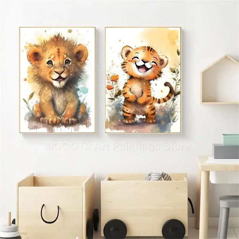 Aquarel Leeuw Giraffe Tijger O - Baby Nursery Animal Prints recensie en prijs