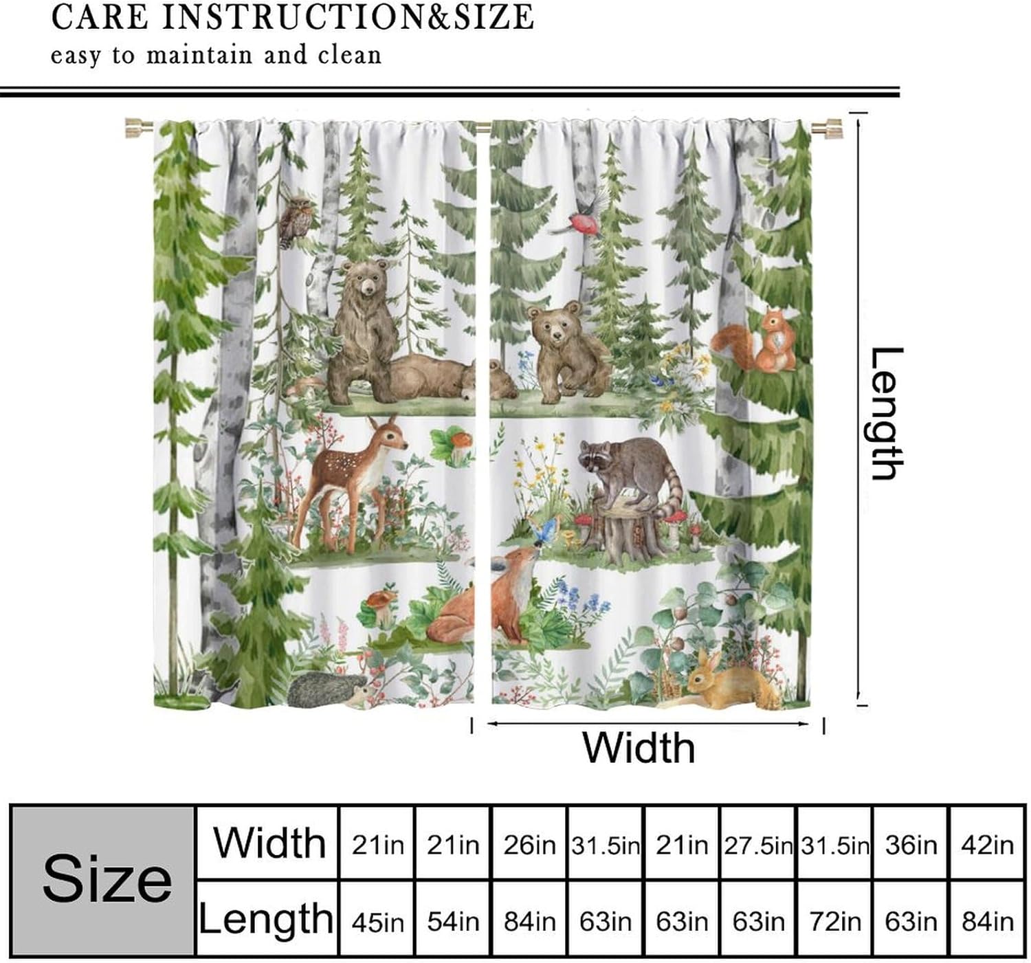 Forest Animal Curtains for Kid - Baby Nursery Green recensie en prijs