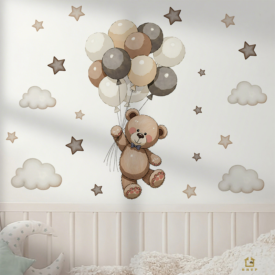 Schattige teddybeer muursticke - Baby Nursery Artwork recensie en prijs