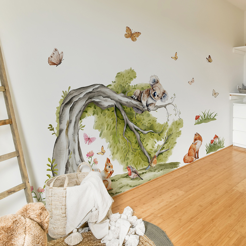 Jungle grote boom dieren muurs - Baby Nursery Green recensie en prijs