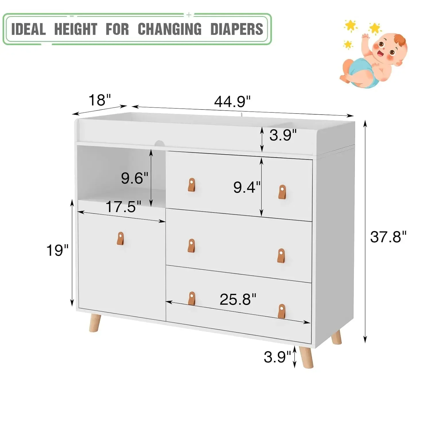 Baby commode met verschoningsb - Baby Nursery Drawers recensie en prijs