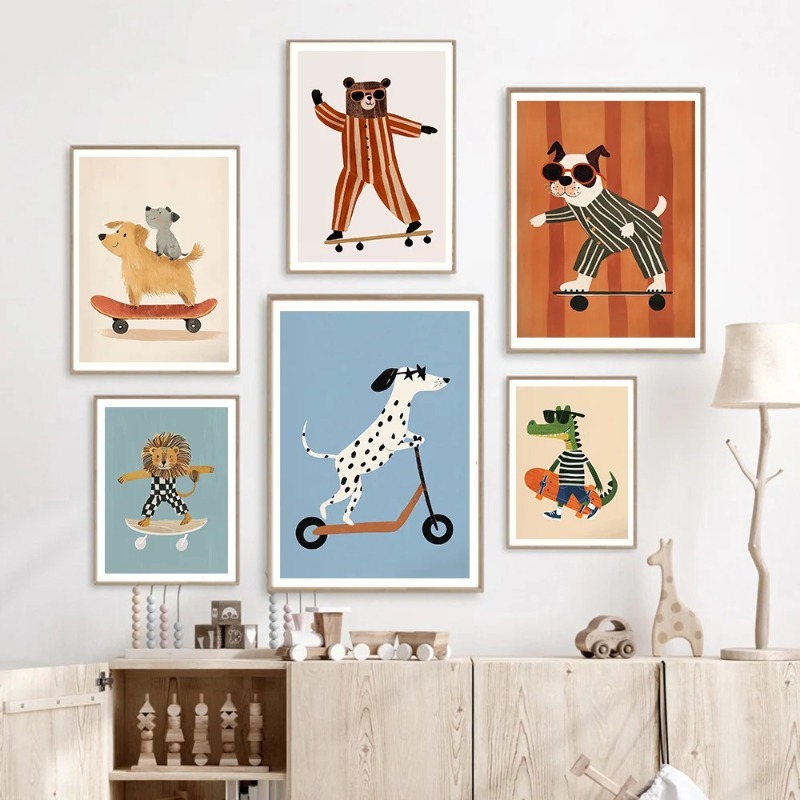 1pc frameloze grappige dieren  - Baby Nursery Animal Prints recensie en prijs
