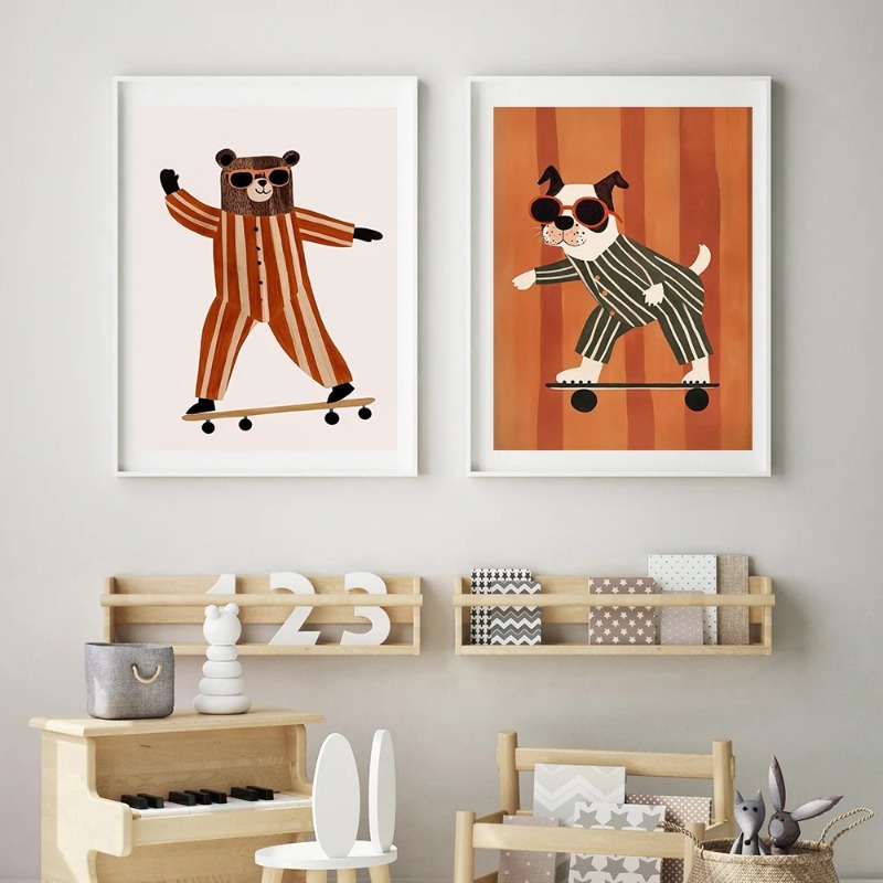 1pc frameloze grappige dieren  - Baby Nursery Animal Prints recensie en prijs