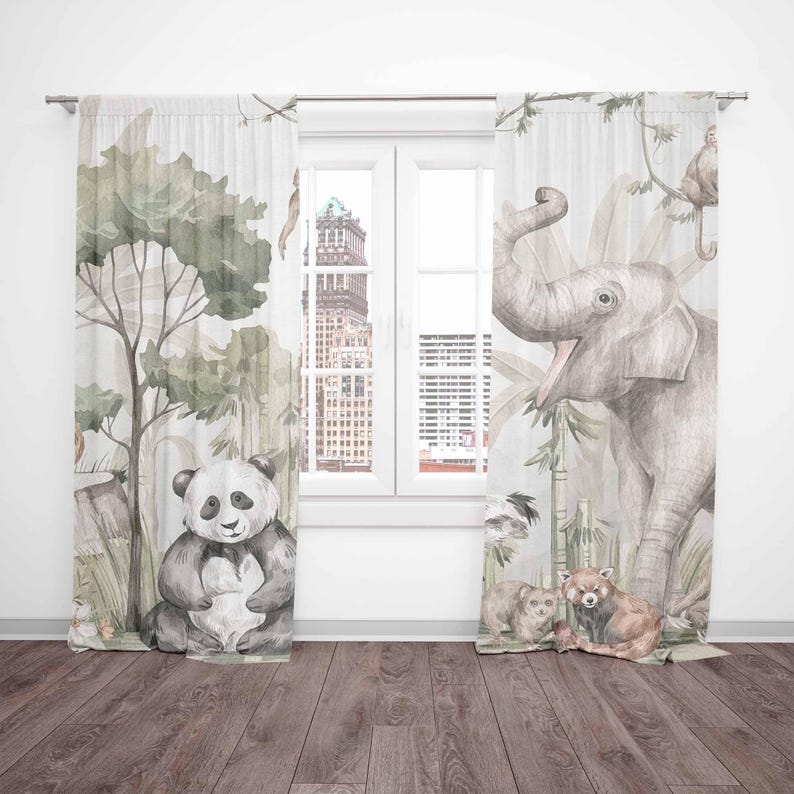 Safari Dieren Gordijnen Kinder - Baby Nursery Youtube recensie en prijs